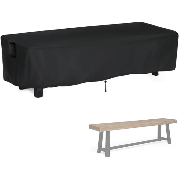 Kingling Outdoor Bench Cover Rectangle, Wood Bench Cover Waterproof Patio Bench Covers for Outdoor Furniture Long Chair Covers, 63" W x 15" D x 18" H