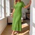 thumbnail image 2 of XIAOCHA Women's Open Knit Cover-Up Dress Crew Neck Short-Sleeve Summer Beach Maxi Dress, 2 of 5