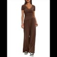 thumbnail image 3 of Conjuntos de 2 Piezas para Mujer para Estar en Casa en Otoño, Camisetas con Cuello Redondo y Pantalones Anchos, Conjuntos Casuales A Juego. Color Café L, 3 of 8