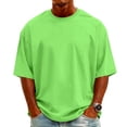 thumbnail image 2 of Casual T-Shirts for Men Trendy Short Sleeve Crew Neck Tshirts Summer Lightweight Regular Fit Solid Color Beach T Shirt Fluorescent Green 3XL, 2 of 4