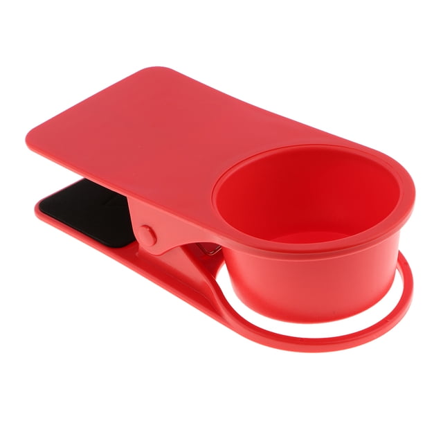 Portavasos con abrazadera lateral, portavasos, portavasos, soporte de clip de mesa rojo