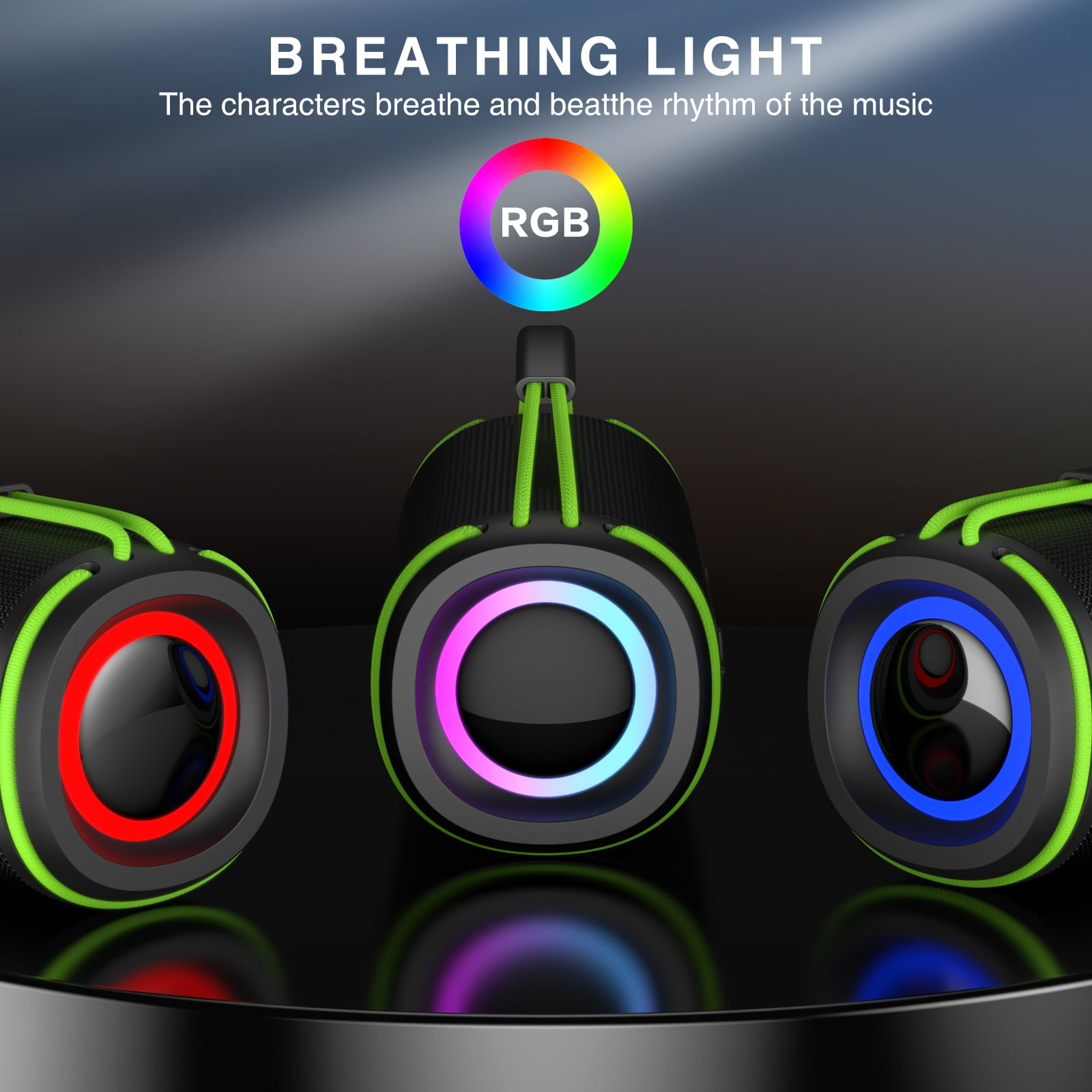 30W Portable BT Speaker, IPX6 Waterproof & Lights, 10H Playtime for Party