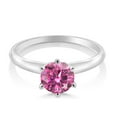 thumbnail image 2 of Gem Stone King 18K White Gold Pink Moissanite Solitaire Engagement Ring for Women (1.00 Cttw, Gemstone Birthstone, Round 6.5MM, Size 8), 2 of 5