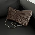 thumbnail image 5 of Bolso de lujo ligero a rayas y pliegues para mujer, cuadrado, personalizado, para cenas y fiestas, con un solo hombro, oblicuo, 5 of 5