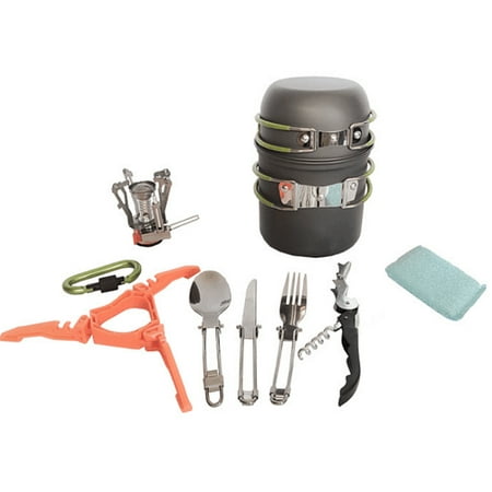 Ultralight Portable Camping Outdoor Pot Pan Set Hiking Picnic Backpack Tableware Cookware Kit Cooking Bowl Pot Pan Mini Gas Hot Pot Stockpot