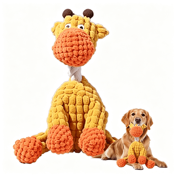 BESTSKY Dog Toys, Indestructible Plush Dog Toy for Aggressive Chewers, Interactive Squeaky Soft Puppy Chew Toy, Durable Teething Toys for Small Medium Large Dogs (Orange)