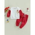 thumbnail image 3 of Newborn Infant Baby Girls Boys Christmas Outfit Cute Print Sweatshirt Top Long Pants 2pcs Baby Winter Holiday Clothes, 3 of 10