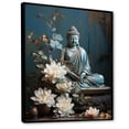 thumbnail image 2 of Designart "Tranquil Zen with Blue Buddha Statue II" Spiritual Framed Wall Art - Global Blue Meditation Entryway Framed Wall Art, 2 of 6