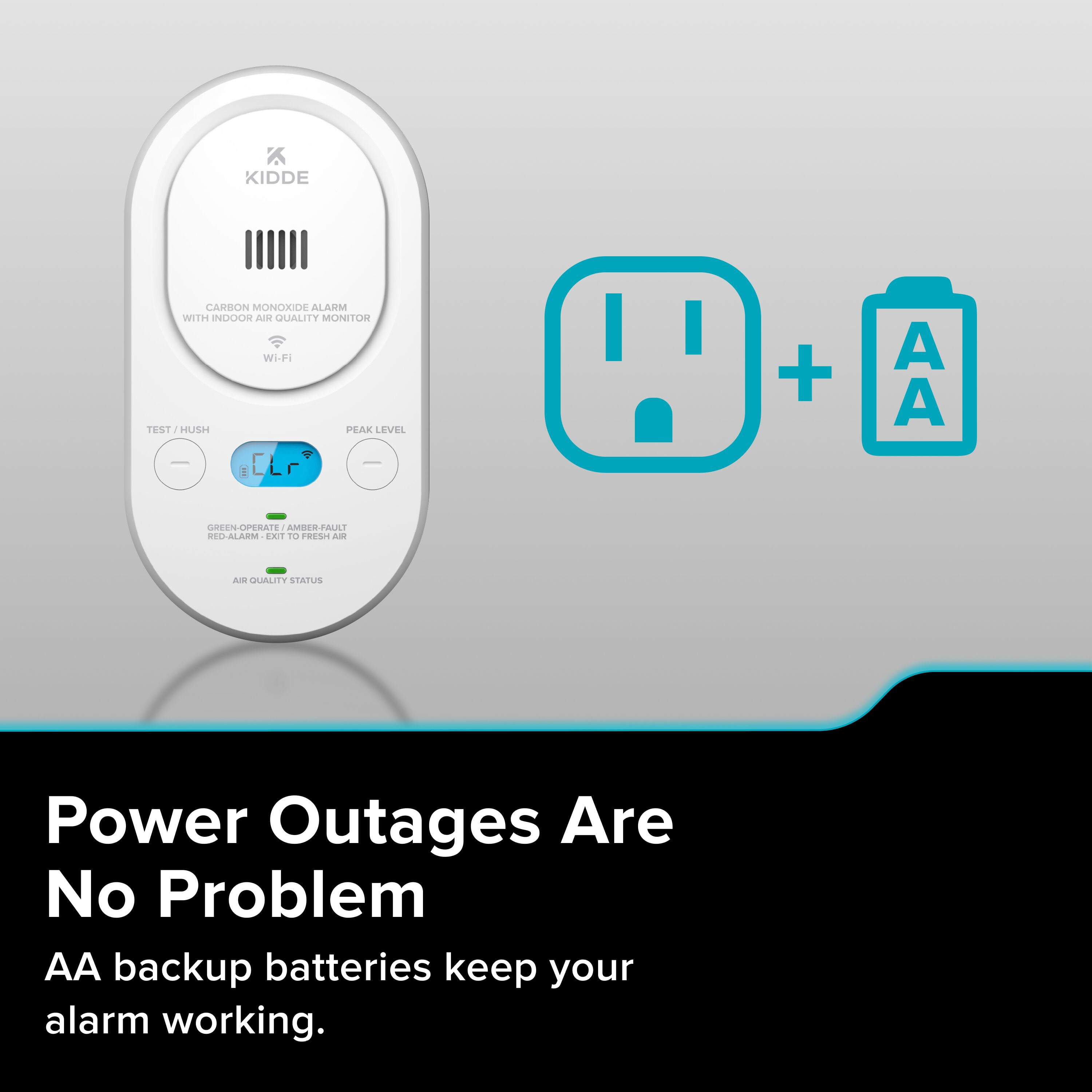 Kidde Smart Carbon Monoxide Detector & Indoor Air Quality, Plug-In with AA Battery Backup, COPDLQW