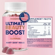 Moerie Hair Skin and Nails Gummies for Women & Men - Biotin for Hair Loss, Gummy Vitamins & Growth Dietary Supplements - Sugarbear for Thicker Hair - Allergen Free - 120 per serving - Balanced Diet