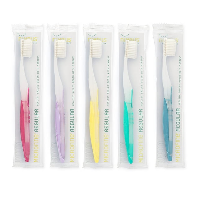 NIMBUS Extra Soft Toothbrushes (Regular Head) Periodontist Design Tapered Bristles for Sensitive Teeth and Receding Gums, Individually Wrapped Plaque Remover Travel Toot