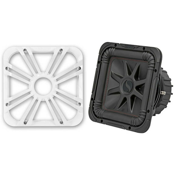 Kicker 45L7R104 L7R 10-Inch (25cm) Subwoofer, Dual Voice Coil, 4-Ohm w/ White LED Grill Bundle