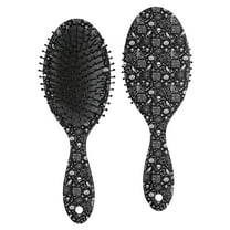 Black White Halloween Skull Pattern Hair Brush,Girls Detangling Hair Brush,Glide Through Tangles with Ease for Wet & Dry Hair,8.8"X2.8"