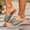 Green#25, variant on Women'S Straw Woven Toe Flat Summer Beach Sandals