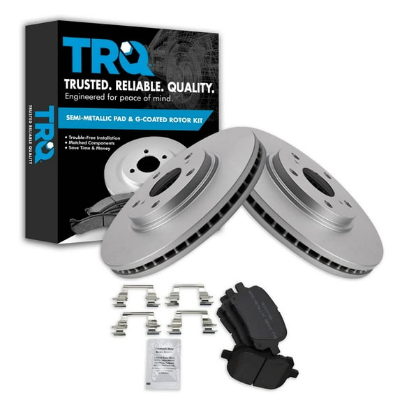 TRQ Front Brake Pad & Rotor Kit Brake Pads Brake Rotor Semi-Metallic Premium G-Coated Fits Select 1999-2001 Lexus RX300