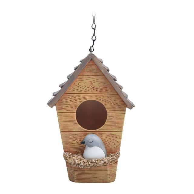Escultura colgante para jardín, estatua de resina, figura decorativa para exterior de casa de pájaros. con Pájaro 12x19cm