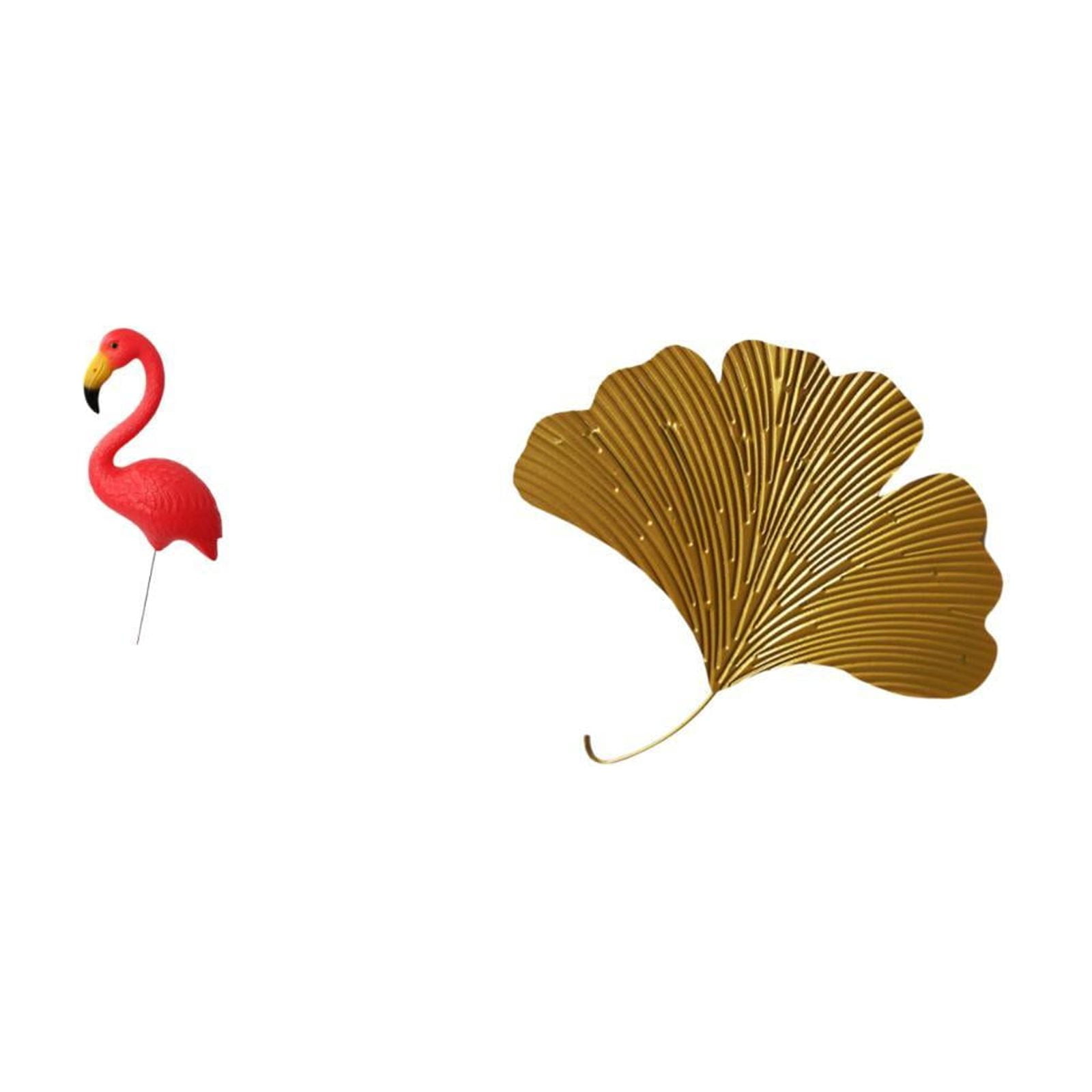 Flamingo Garden Stake Statue Leaf Wall Sculpture Wrought Iron Material for Yard Living Room Office Decor