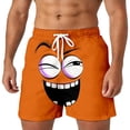 thumbnail image 2 of TrendOFT Mens Casual Shorts Funny Face Frint Casual Shorts with Pocket Drawstring Elastic Waist Athletic Running Shorts Orange XL, 2 of 3