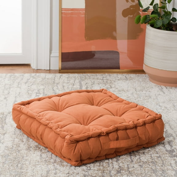 SAFAVIEH Gardenia Solid Floor Pillow, 19" x 19", Rust