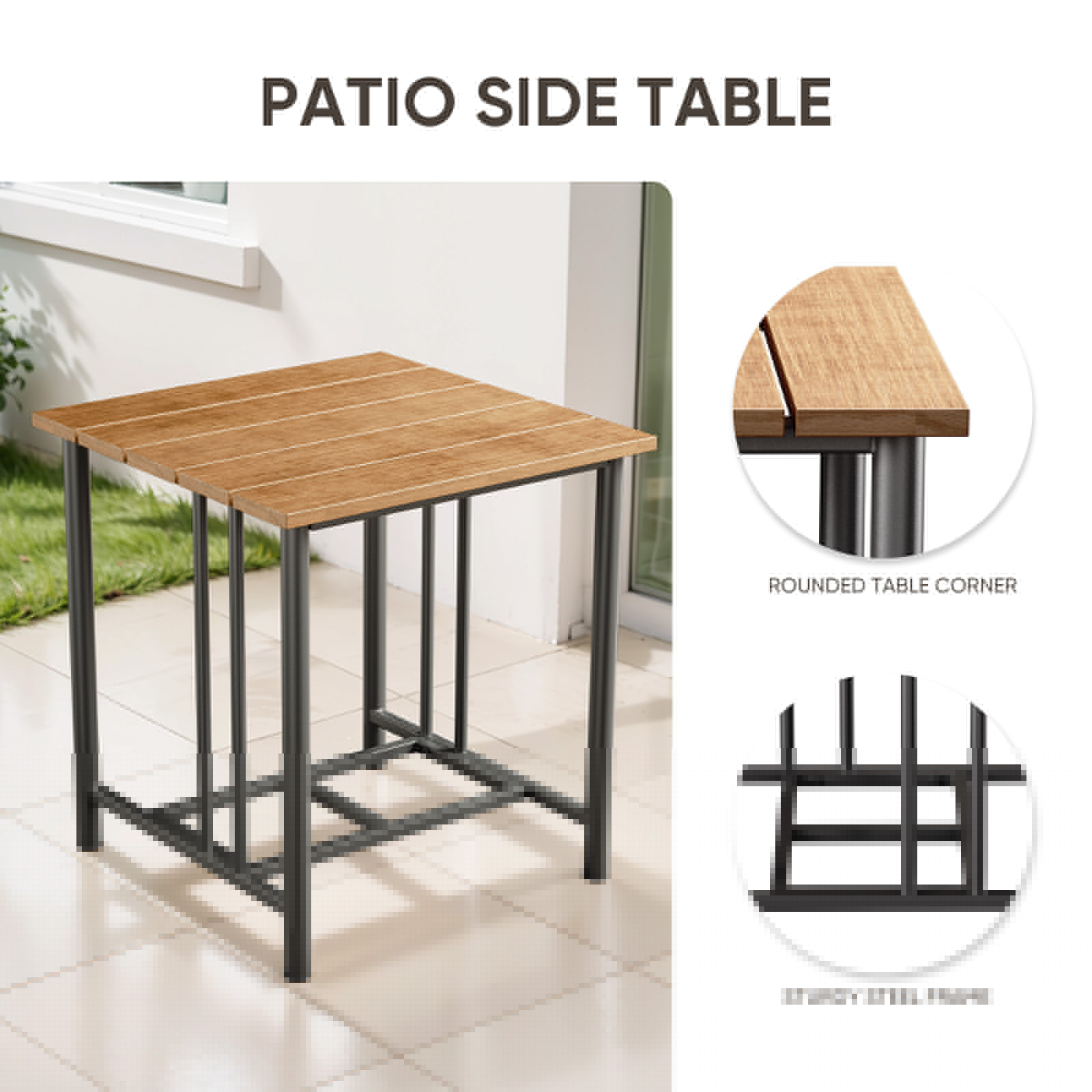 thumbnail image 6 of Opohoro 3-Pieces Outdoor Swivel Glider Chairs With Side Table and 6" Cushions for Garden Backyard, Black, 6 of 11