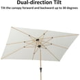 thumbnail image 4 of PURPLE LEAF 6' x 9' Patio Umbrella with Base Market Umbrella Rectangular Outdoor Umbrella with Push Button Tilt & Crank and 8 Ribs Aluminum Table Umbrella for Pool Backyard Beach, Taupe, 4 of 7