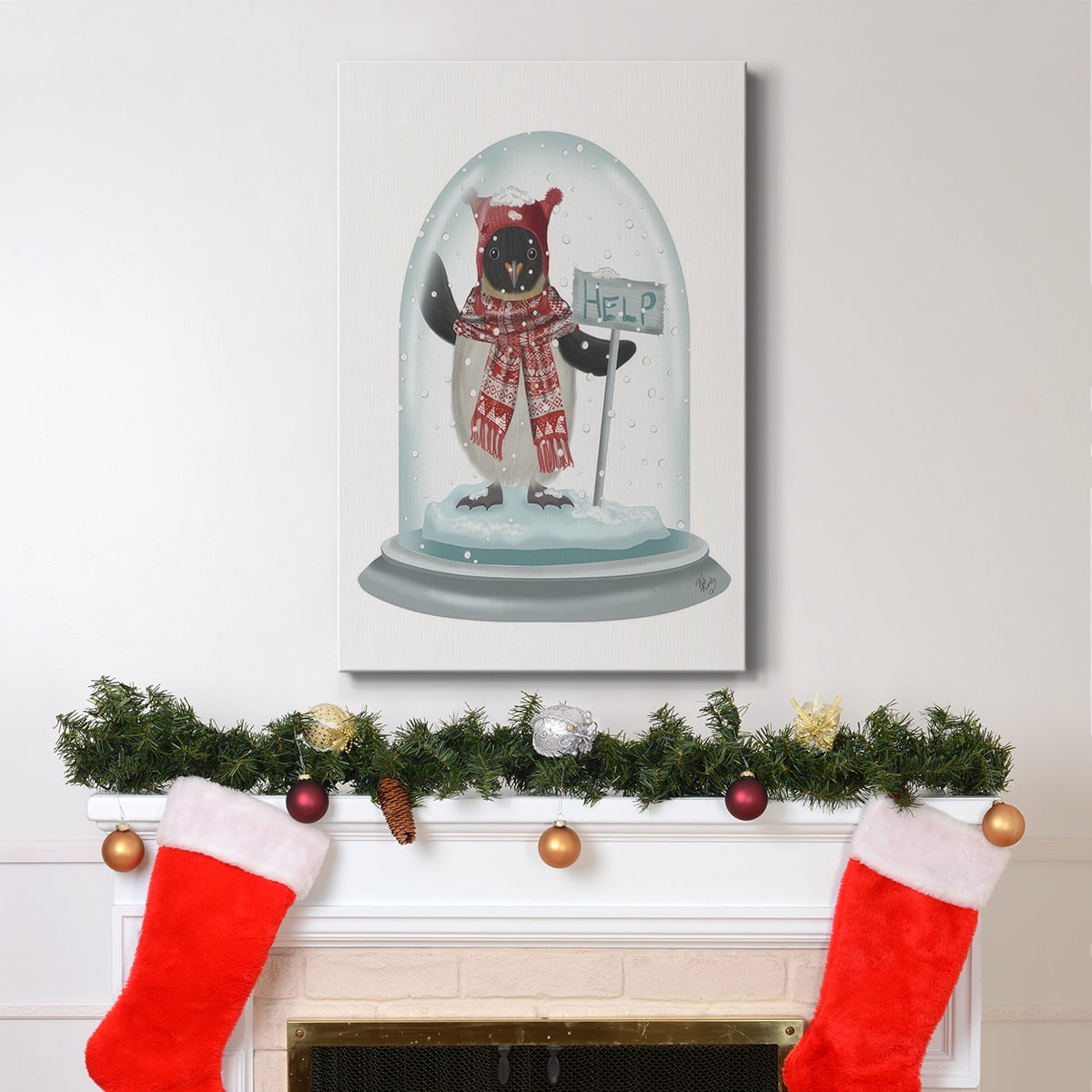 Christmas Penguin Snow Globe- Gallery Wrapped Canvas