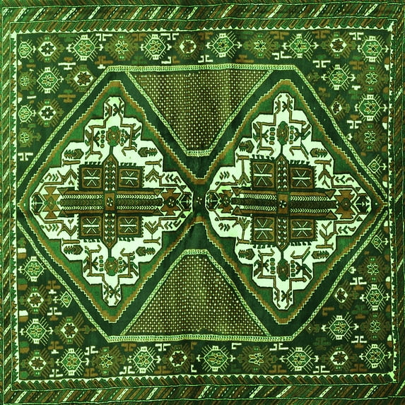Ahgly Company Indoor Square Persian Green Traditional Area Rugs, 3' Square