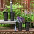 thumbnail image 3 of 12 Inch Large Galvanized Metal Vases Farmhouse French Flower Bucket Vases for Cut Flowers for Home Decor and Wedding Table Centerpiece Decorations (Large Blcak 8Pcs), 3 of 18