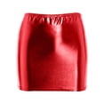 thumbnail image 3 of vastwit Womens Shiny Metallic Mini Skirt Elastic Waistband Bodycon Pencil Skirt Party Club Rave Red S, 3 of 5