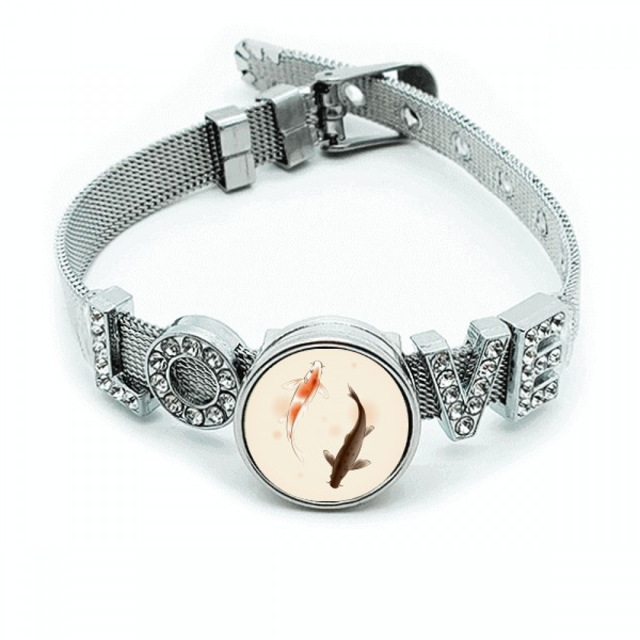 Chino tradicional japonés Lucky Fish Pulsera pulsera pulsera de cristal amor pulsera ajustable