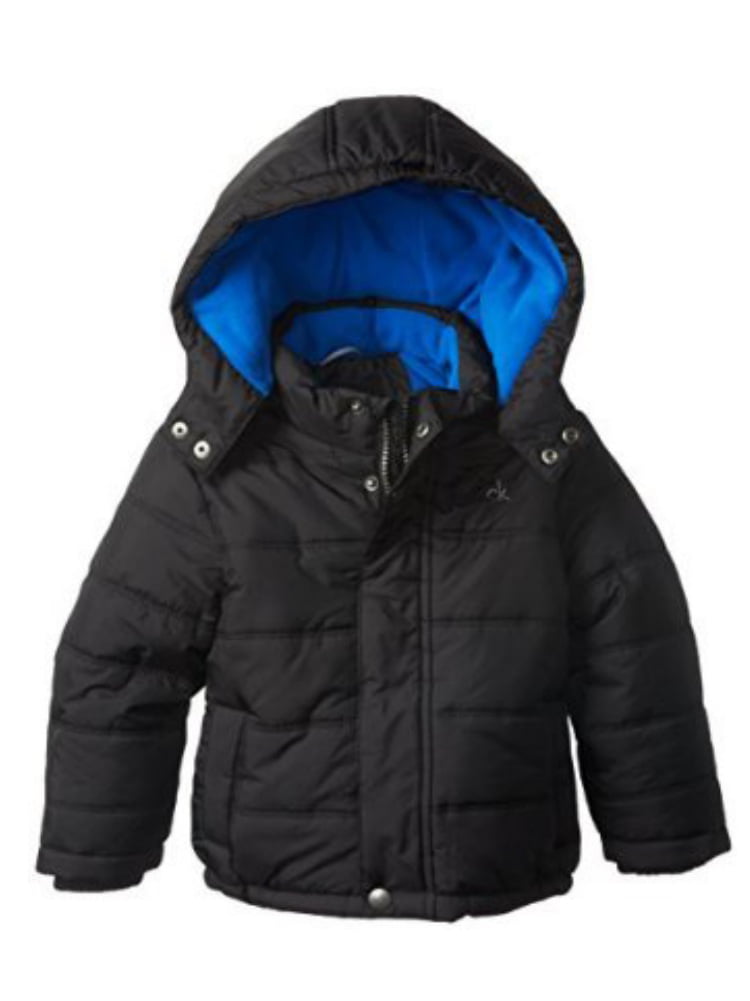Calvin Klein Jeans Little Boys Black Puffer Jacket Winter Ski Coat Large  (7) 