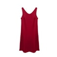 thumbnail image 4 of OSOLU Dresses Solid Color Women Elegant Casual Dress V-Neck A-Line Sleeveless Midi Dress With Satin Trim For Daily Wear Party Events Cozy Sundress Wedding Guest Dress, 4 of 5