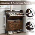 thumbnail image 2 of Chilihom Narrow Shoe Cabinet Storage for Entryway, Shoe Organizer with 2 Flip Drawers, Hidden Shoe Storage Slim Storage Cabinet with Metal Legs, Farmhouse Free Standing Shoe Rack Cabinet, Rural Brown, 2 of 7
