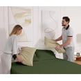 thumbnail image 4 of RUVANTI 100% Cotton Sheets – Twin XL Size Percale Bedding, Cooling & Breathable, Durable with a Crisp, Soft & Comfortable Feel, 16" Deep Pocket, 3-Piece Set, Chive, 4 of 9