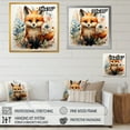 thumbnail image 4 of Designart "Nursery Fox Bloom Portrait" Animals Wall Art - Modern Green Fox Living Room Canvas Art, 4 of 6