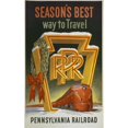 thumbnail image 2 of Anonymous 16x24 Black Ornate Framed Double Matted Museum Art Print Titled: Season's Best Way to Travel. Pennsylvania Railroad (ca. 1955), 2 of 5