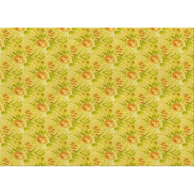 Ahgly Company Machine Washable Indoor Rectangle Transitional Banana Yellow Area Rugs, 8' x 12'