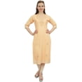 thumbnail image 2 of Bimba Cotton Embroidery Indian Kurti Tunic Ethnic Beige Casual Kurta Wear - 16, 2 of 2