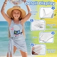 thumbnail image 4 of Xixirimido Cute Cat Heart Stripes Print One Piece Swimsuit Set for Girls with Mesh Cover Up Skirt, One Shoulder Swimsuit Bathing Suit with Adjustable Strap, Size 13-14 Years, 4 of 7