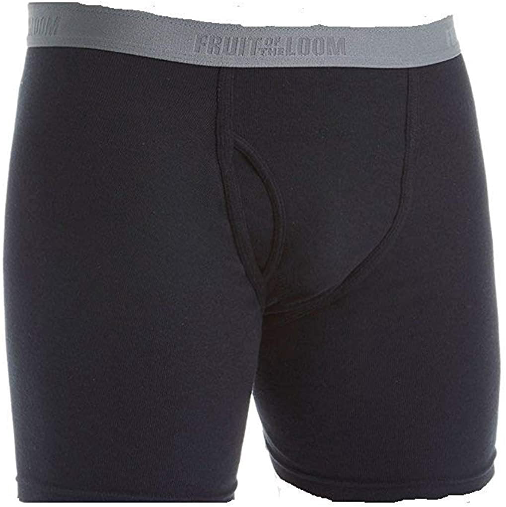 Fruit Of The Loom Men's 3-Pack Big Man Boxer Briefs – Black & Grey, Tagless, Roomier Fit With Added Gusset