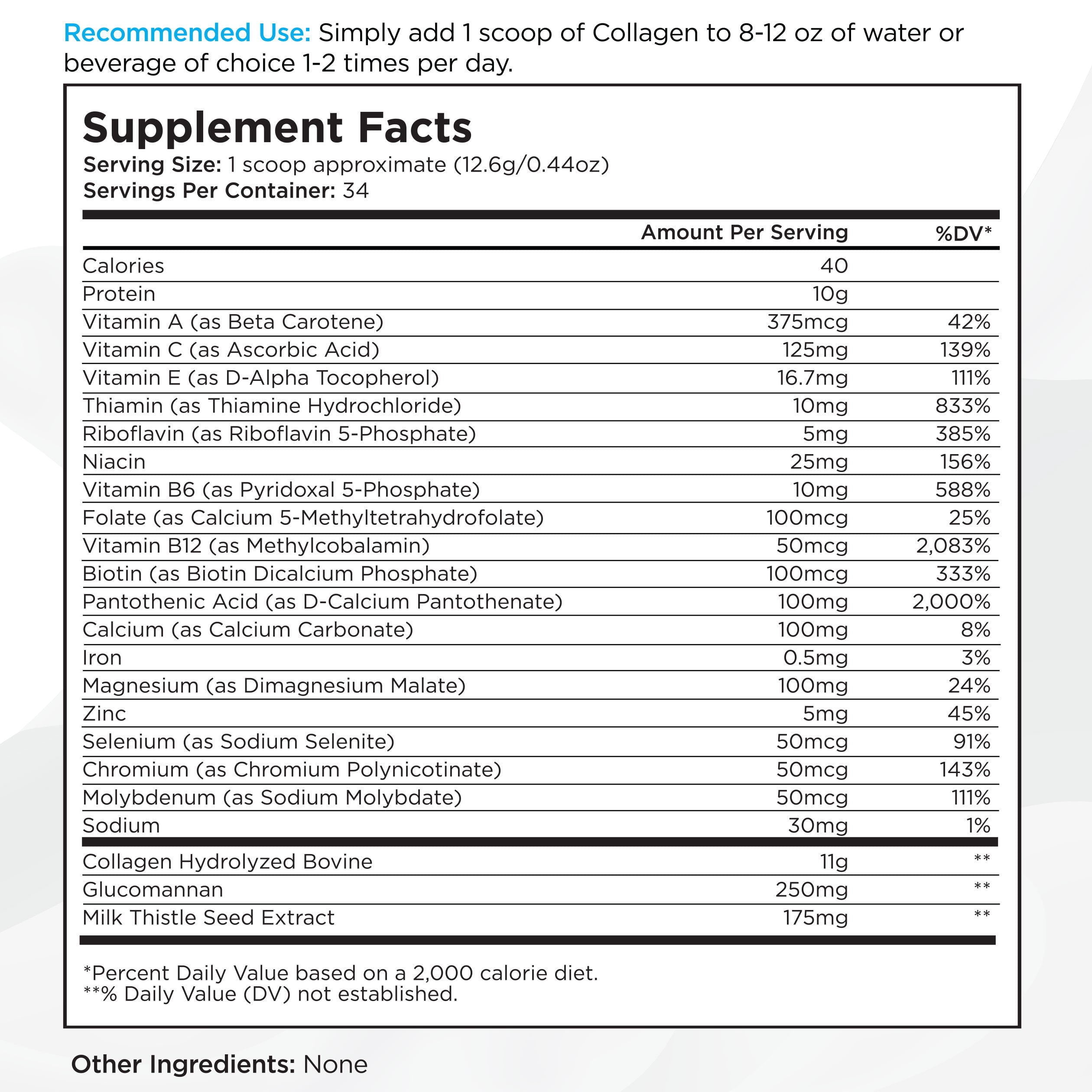 Livingood Daily Collagen Peptides Powder Unflavored, 30 Servings - 4in1 Grass Fed Hydrolyzed Collagen Powder with Multi Vitamins