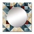 thumbnail image 2 of Designart "Angular Cubes In Blue And Grey" 0 Square Mirror Wall Decor Modern - Large White Square Bathroom Mirror - Square Printed Wall Mirror Art, 2 of 5