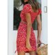 thumbnail image 4 of Conjunto de traje de falda superior con cordones, ropa de mujer estampada, transpirable, absorbente del sudor, amigable con la piel, para primavera y verano, rojo S, 4 of 8