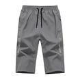 thumbnail image 7 of Tbopshirt Mens Capri Pants Plus Size Dry 3/4 Length Shorts Elastic Waist Zipper Pocket Hiking Pants for Outdoor Workout Casual Wear,L-4XL, 7 of 7