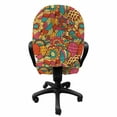 thumbnail image 3 of Ethnic Office Chair Slipcover, Lively Colored Composition with Rich Floral Elements Ornate Botanical Doodle Art, Protective Stretch Decorative Fabric Cover, Standard Size, Multicolor, by Ambesonne, 3 of 5