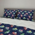 thumbnail image 2 of Galaxy Comforter & Sham Bedding Set, Rhythmic Flying Saucers UFO Machines Cartoon, 3 pcs Duvet Set Microfiber Filling Quilt, 5 Sizes, Navy Blue Multicolor, by Ambesonne, 2 of 4