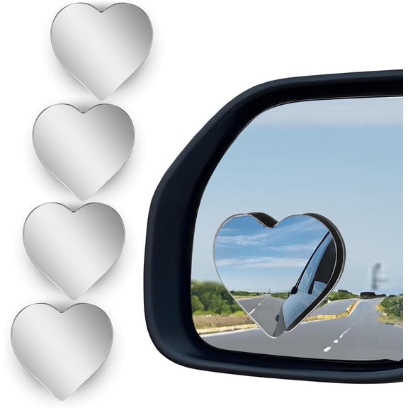 4PCS Heart Blind Spot Mirrors, Car Side Mirror Blindspot [Eliminate Dead Zones for Safe Driving] Easy-Adjust Removable Wide Angle Convex Glass, Universal Stick-On Fit for Car, Truck, SUV