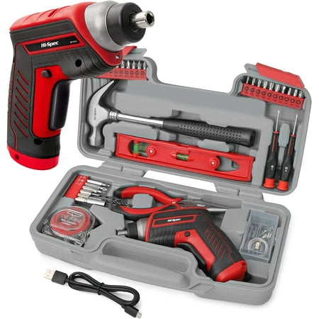 

luxury Hi-Spec 58pc Pink 8V USB Electric Drill Driver & Household Tool Kit Set. DIY Cordless Power Screwdriver