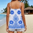 thumbnail image 5 of Xdegoge Spaghetti Strap Tank Top Floral Printed Spaghetti Strap V Neck Tops Flowy Sleeveless Summer Beach Vacation Spring Summer Clothes, 5 of 8
