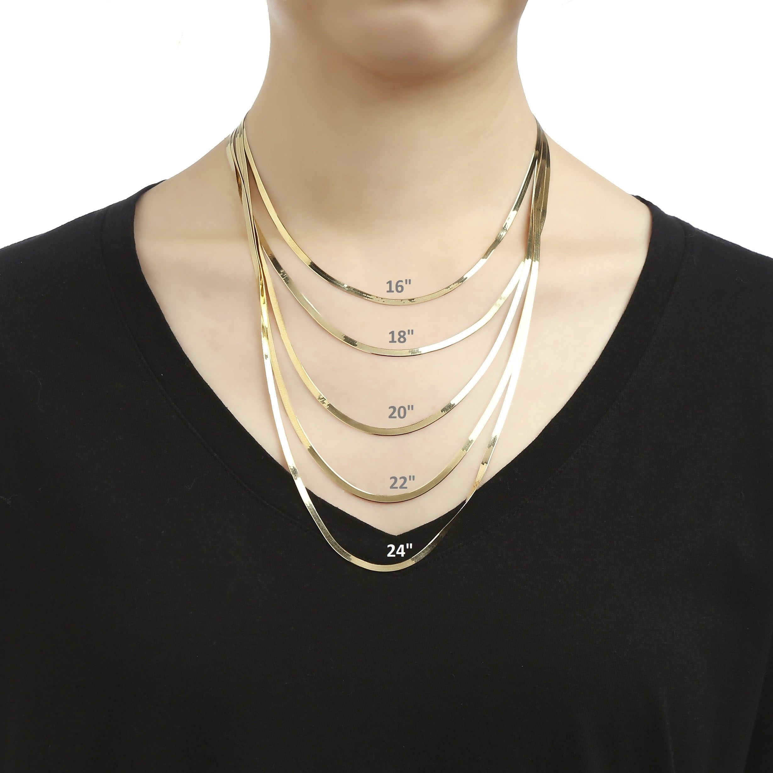 Floreo 10k Yellow Gold 3mm Silky Herringbone Chain Necklace
